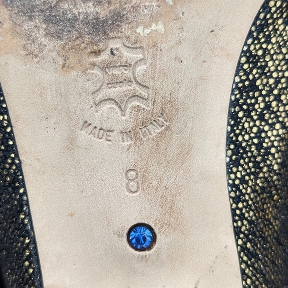 Something Bleu Women Black Gold Glitter Sparkly Flats Shoes Slip-On Bow Formal 8 - Picture 10 of 10